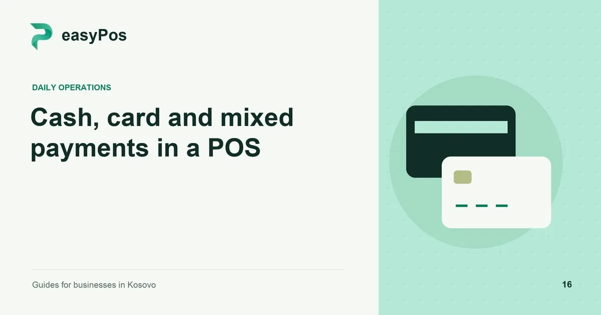 easyPos illustration for: Cash, card and mixed payments in a POS