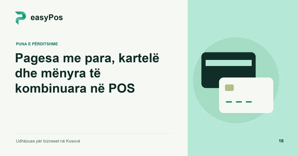Ilustrim easyPos për artikullin: Pagesa me para, kartelë dhe mënyra të kombinuara në POS