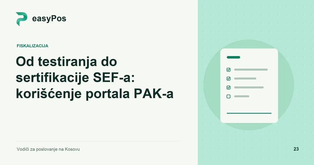 easyPos ilustracija za članak: Od testiranja do sertifikacije SEF-a: korišćenje portala PAK-a